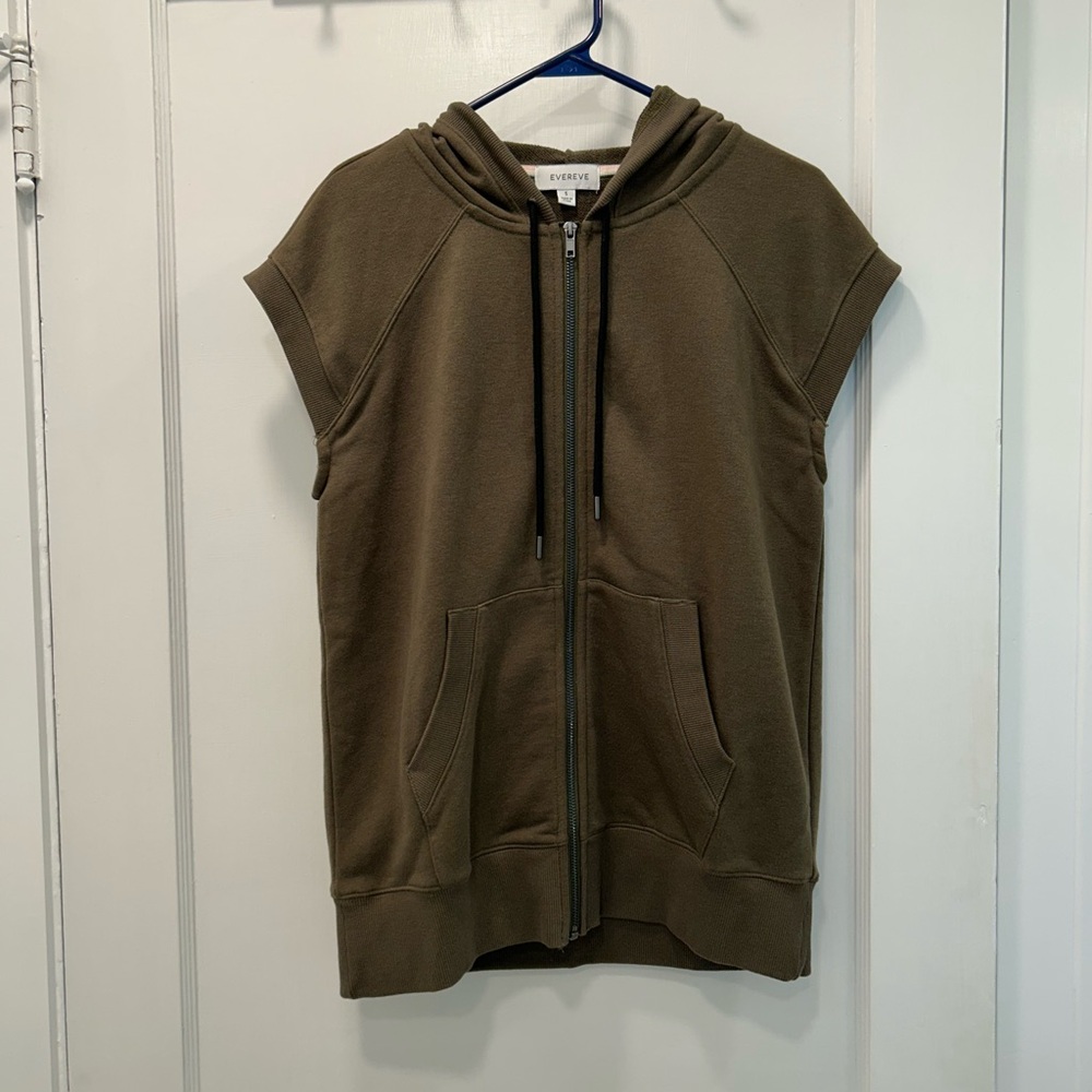 Evereve Olive Sleeveless Hoodie Vest